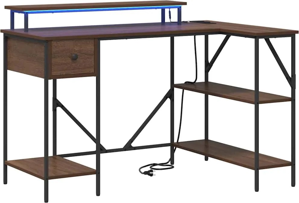 vidaXL Birou cu sertar Stejar închis 120 x 79 x 86,5 cm Lemn compozit