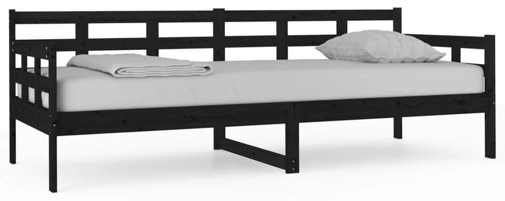 820366 vidaXL Pat de zi, negru, 80x200 cm, lemn masiv de pin