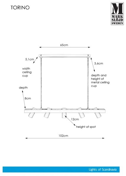 Markslöjd 107783 - Lustră pe cablu TORINO 5xGU10/7W/230V