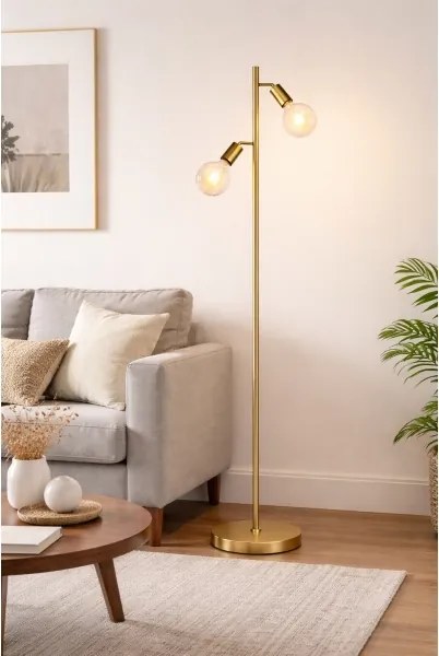 Lampă de podea LED 2xE27/7W/230V 2000K auriu