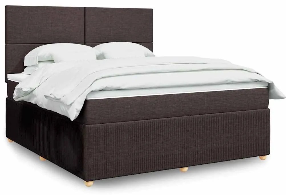 vidaXL Pat continental cu saltea maro închis 180x200cm material textil