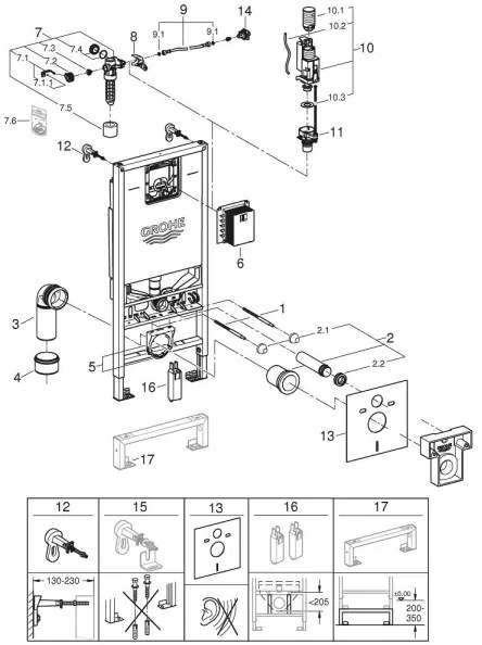 GROHE 36509SH0 - Set 4 în 1 RAPID SLX, 1,13 m, din inox