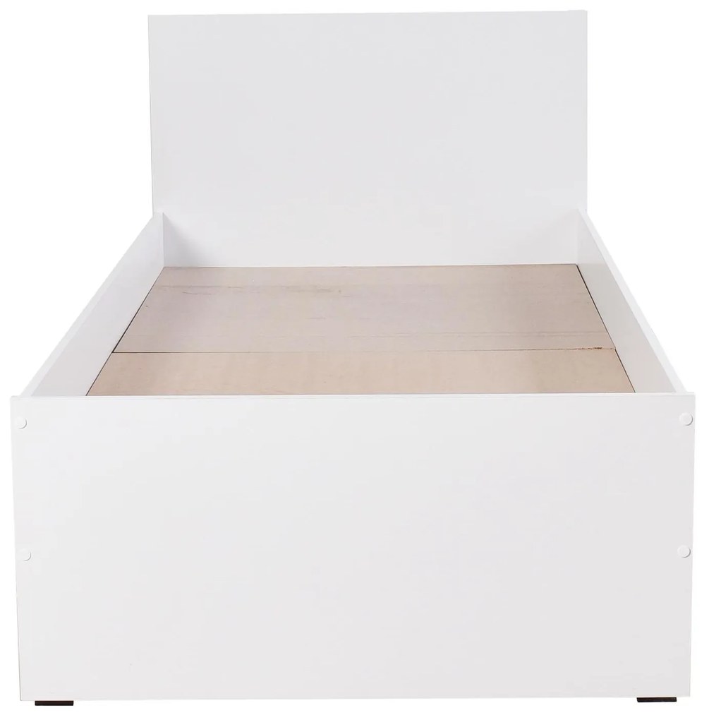 Pat de o persoană 90 cm Vobima 1 (alb) (cu somieră). 1094823