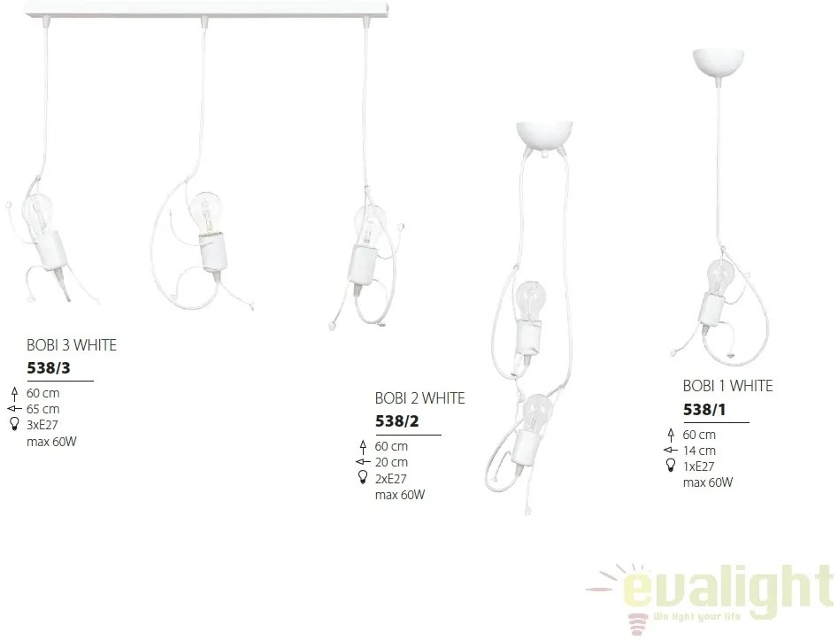 Pendul design modern minimalist BOBI II alb 538/2 EMB