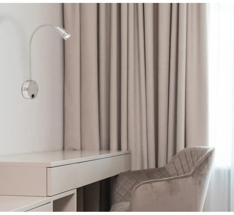 Aplica cu reader LED brat flexibil MILLY nickel