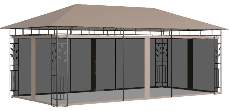vidaXL Pavilion cu plasă anti-țânțari, gri taupe, 6x3x2,73 m, 180 g/m²