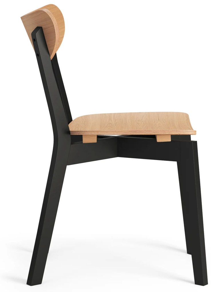 MAZZONI EXPORT ROXY Stejar natural/cadru negru - SCAUN DE LEMN PENTRU SALON SUFRAGERIE BUCĂTĂRIE RETRO