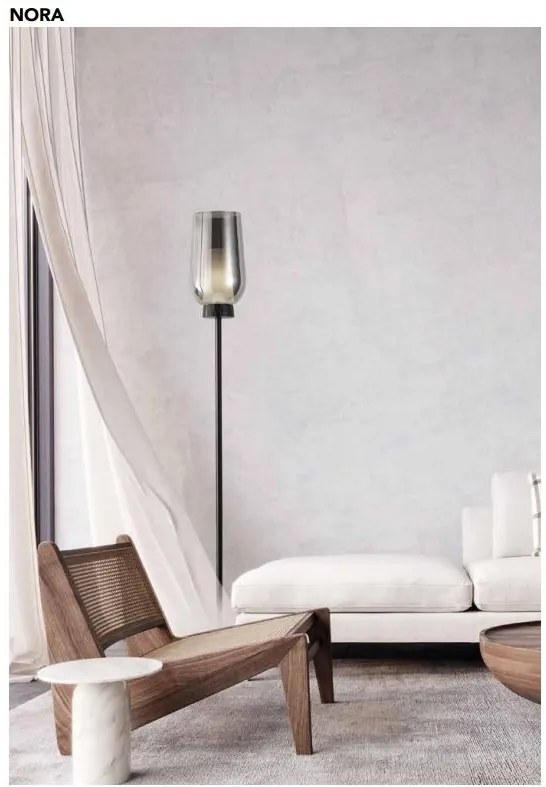 Lampa de podea design modern Nora negru/ marmura neagra