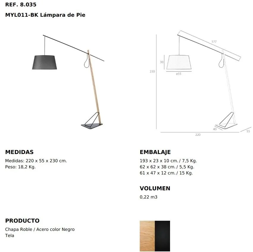 Lampadar, Lampa de podea eleganta design modern Oak wood