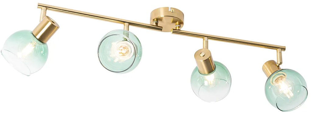 Spot Art Deco Auriu cu sticlă verde cu 4 lumini - Vidro