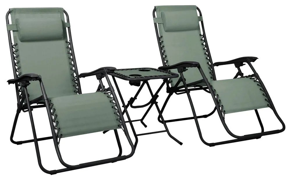 Delux 2x șezlong și set de masă verde