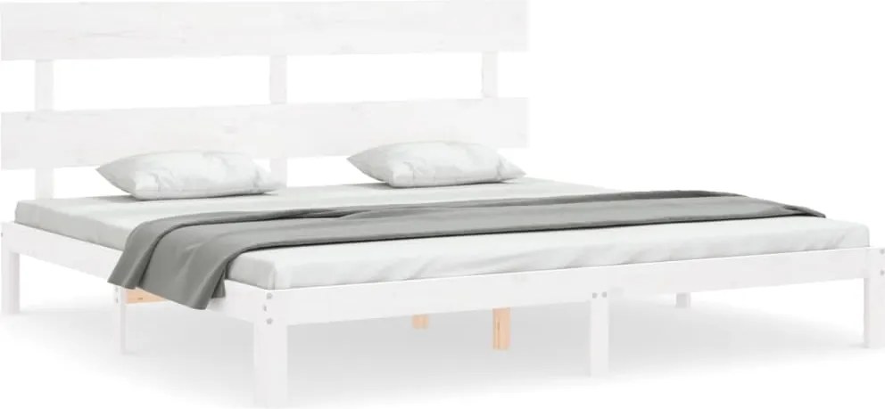 vidaXL Cadru de pat fără saltea, alb, 200x200 cm, lemn masiv pin