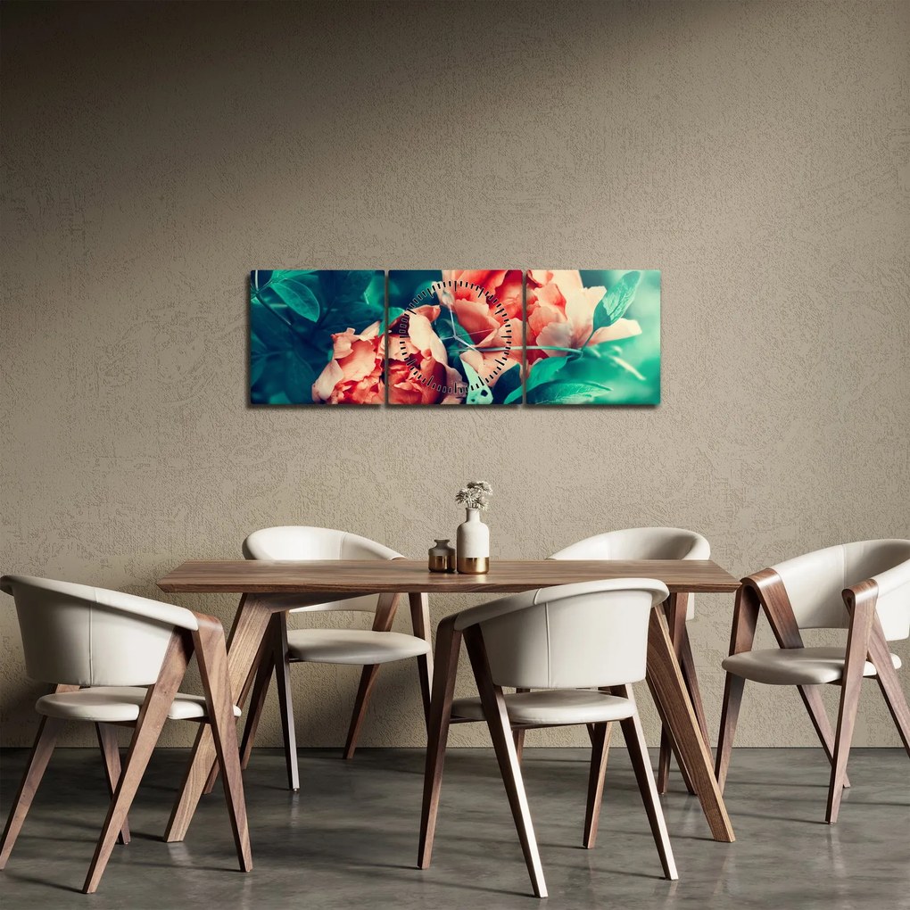 Tablou - Flori de primăvară (cu ceas) (90x30 cm)