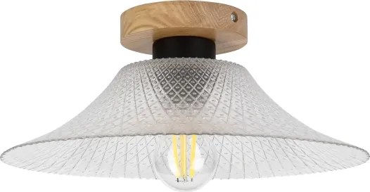 Plafonieră JULL WOOD 1xE27/15W/230V, stejar/transparent, Ø 34 cm
