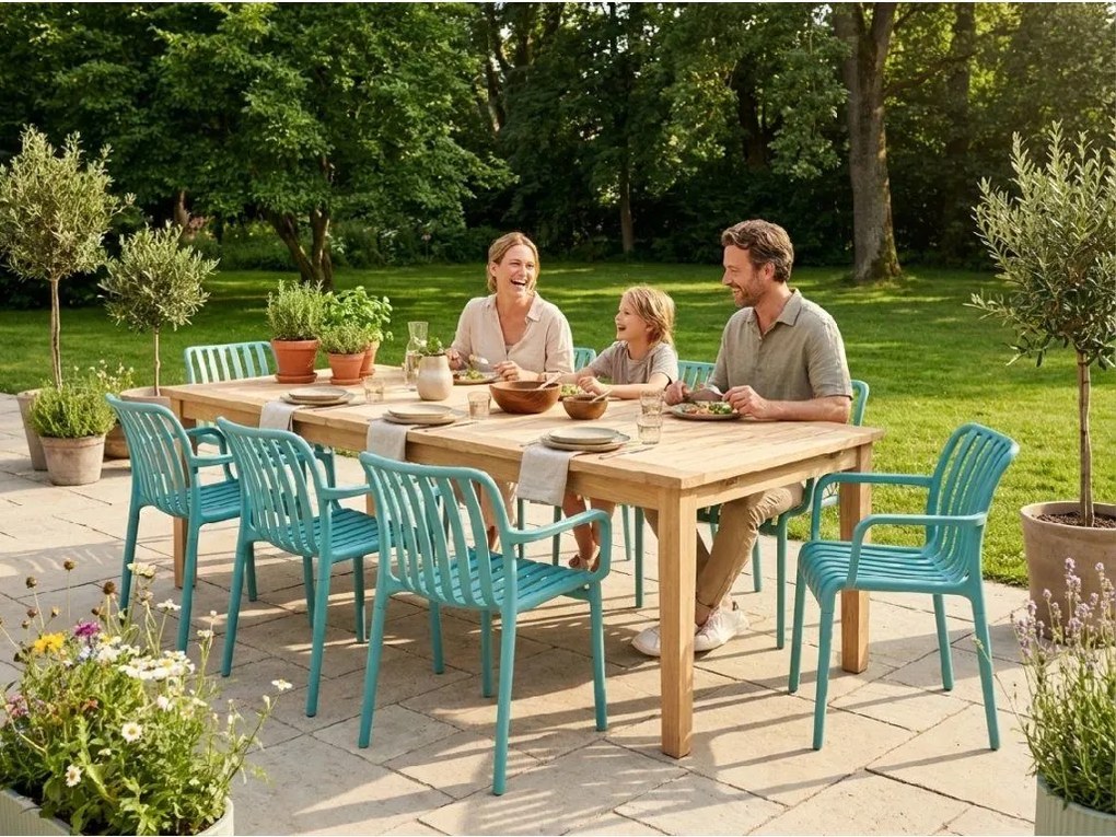 Scaun din plastic TREGO cu brate, albastru