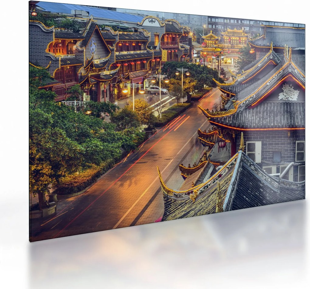 Tablou pe sticlă - Qintai Road, Chengdu, China (70x50 cm)