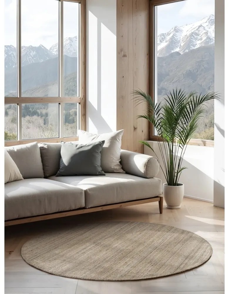 Covor taupe rotund din iută ø 160 cm Bouclé Jaipur – Hanse Home