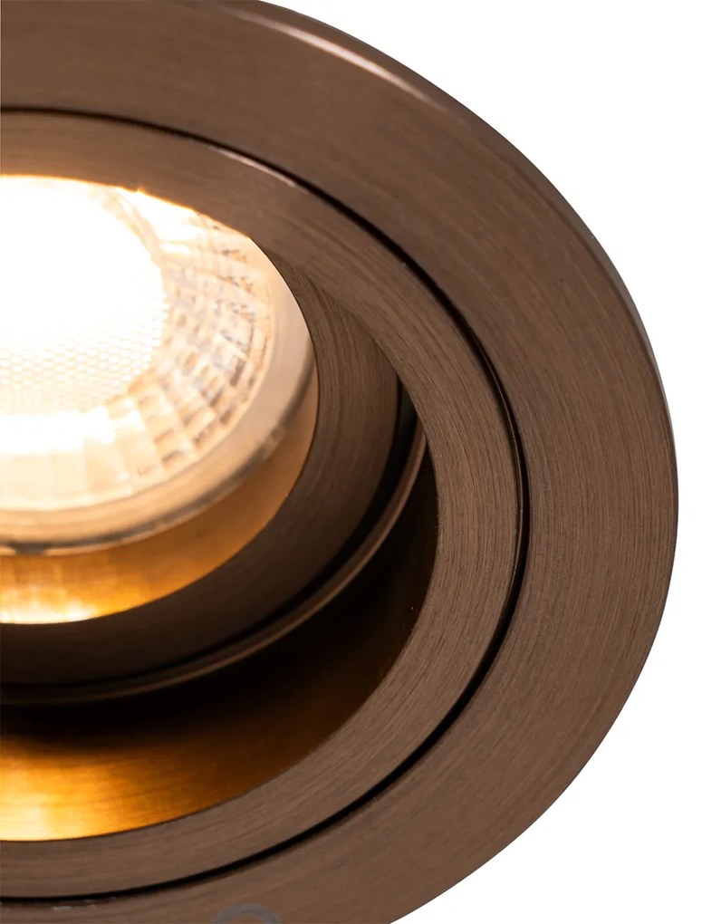 Spot încastrat inteligent bronz închis rotund reglabil incl. Wifi GU10 50mm - Chuck