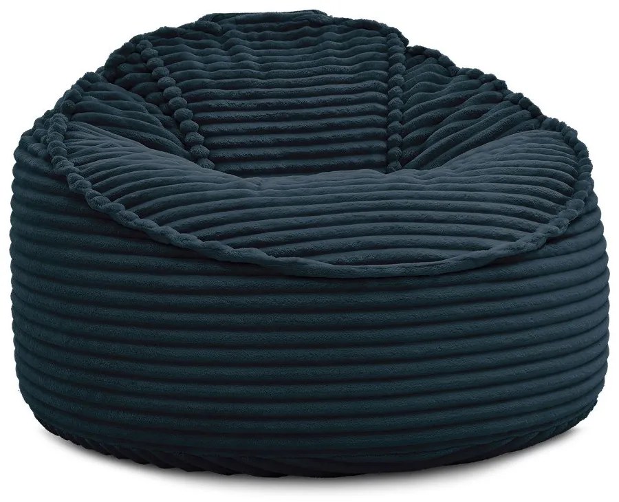 Fotoliu bean bag albastru închis cu tapițerie din catifea reiată Socrate – Bobochic Paris