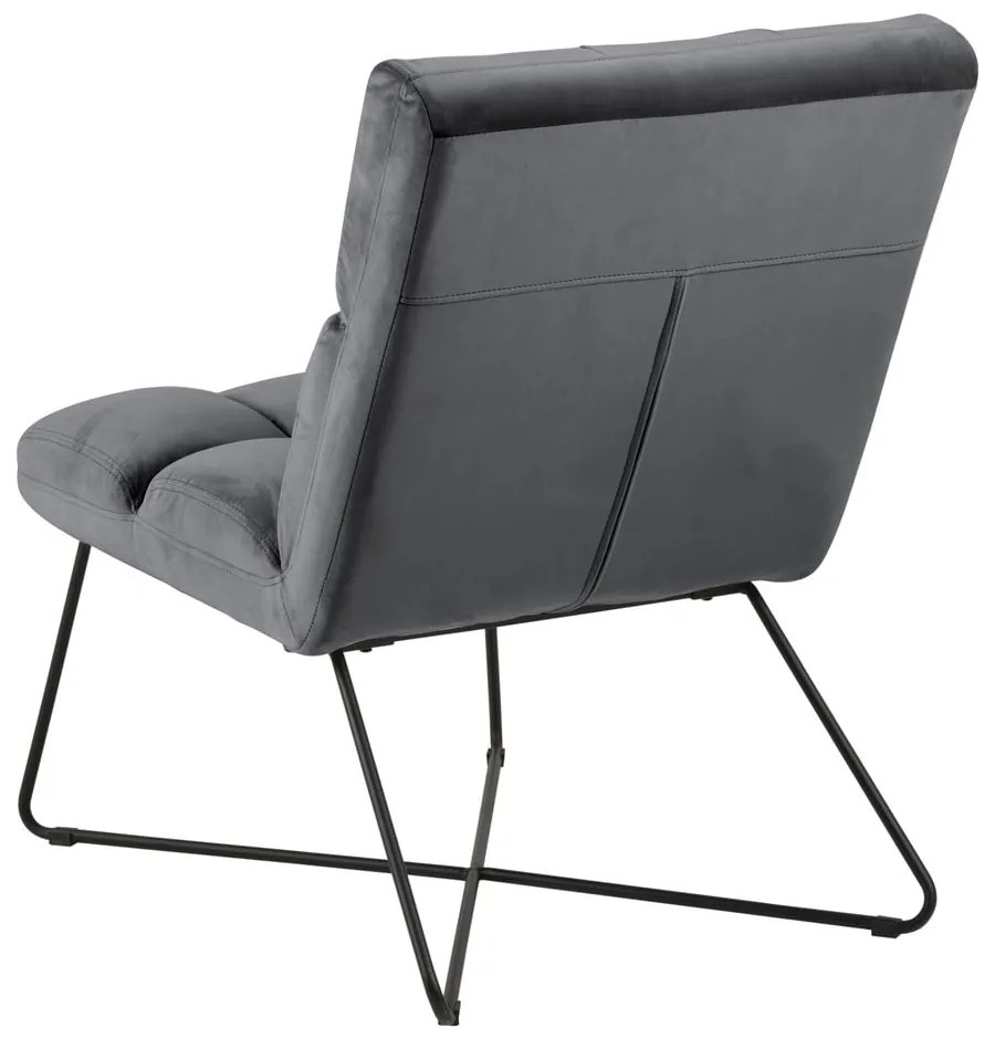 Fotoliu gri cu tapițerie din catifea Alba – Actona