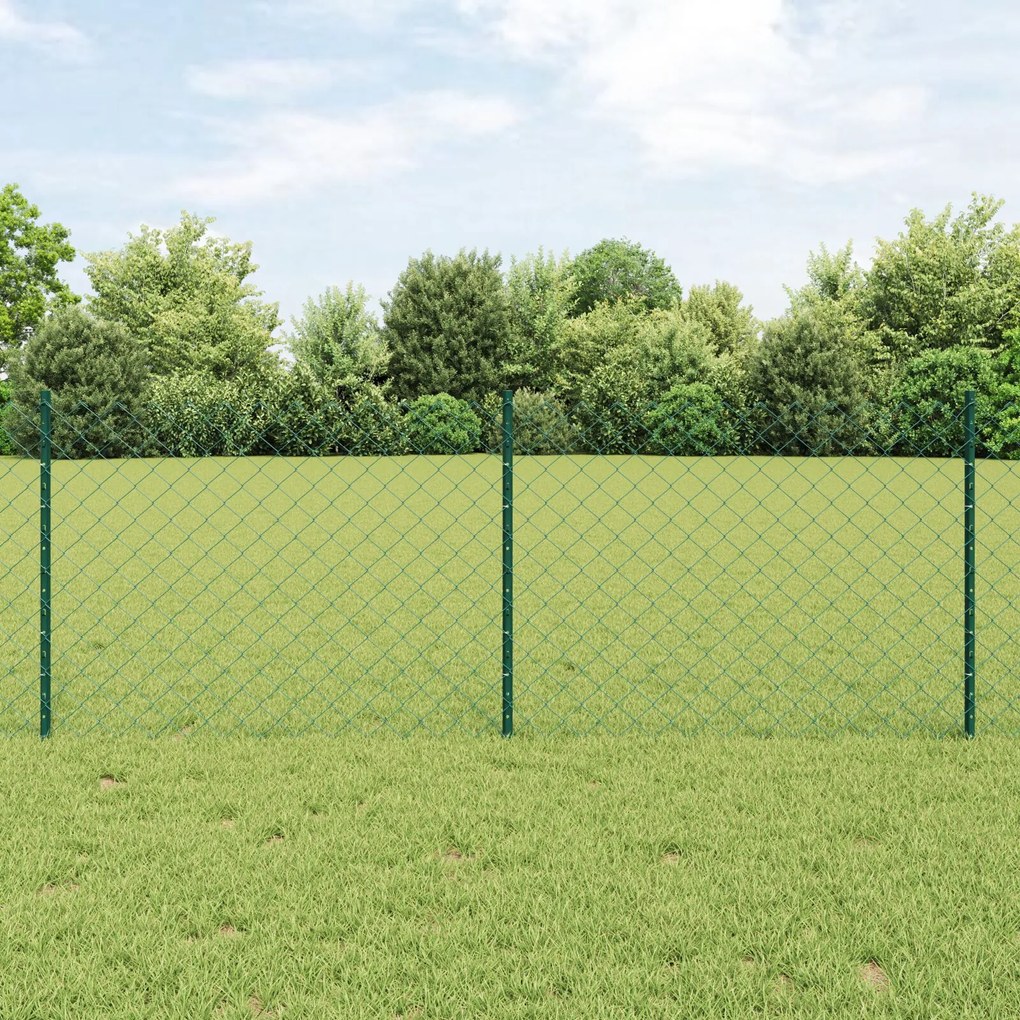 vidaXL Îngrădire cu stâlpi Verde 0.8 x 25 m Oțel
