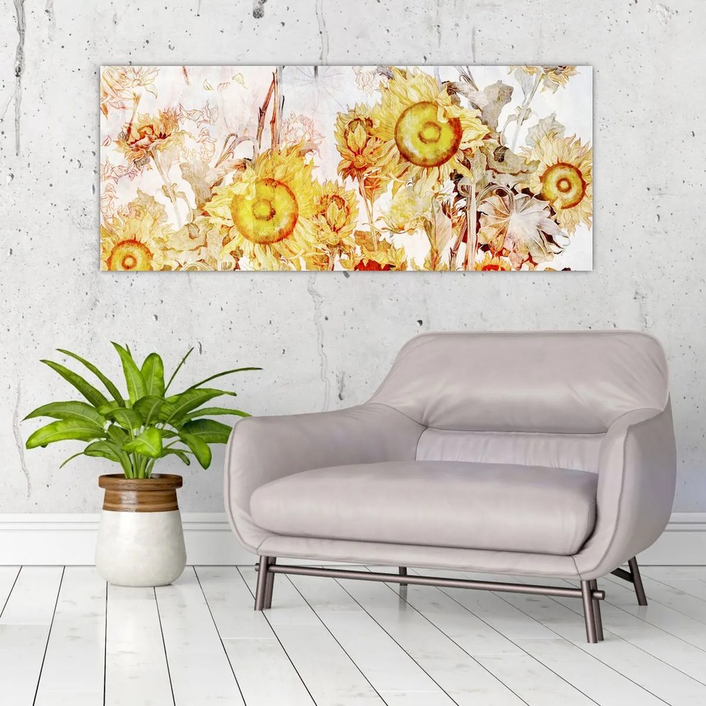 Tablou - Floarea-soarelui,pictură (120x50 cm)