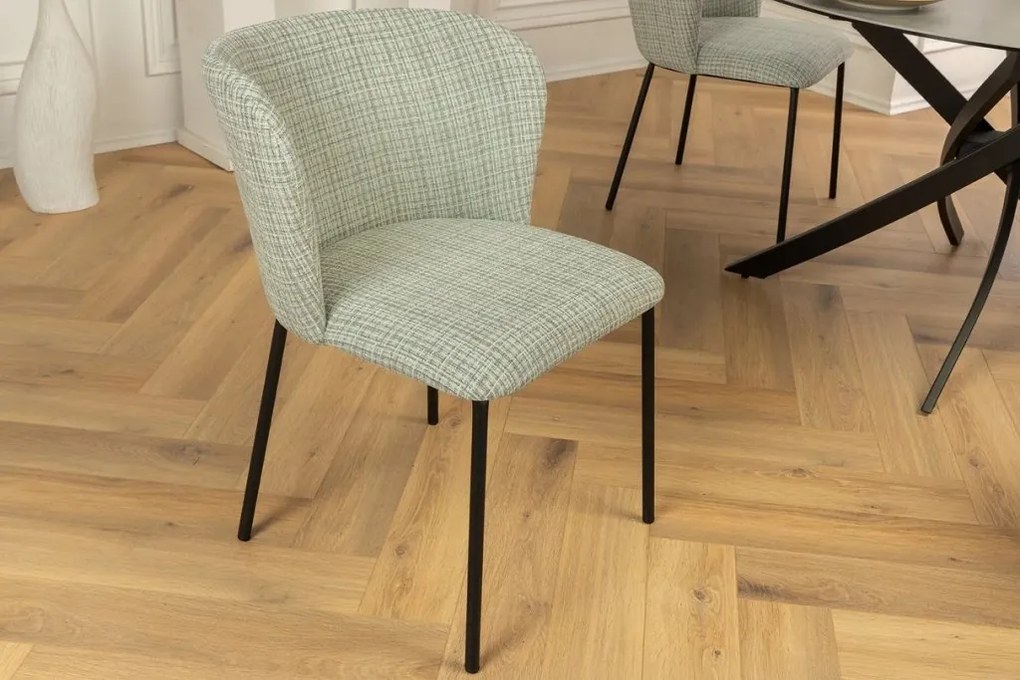 Set 2 scaune stil retro cu tesatura in carouri LYON verde-roz