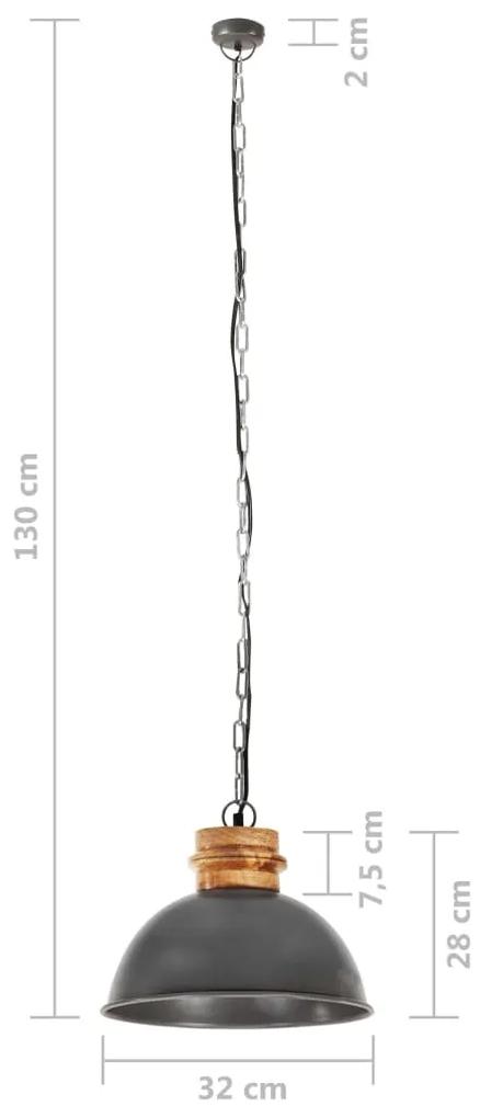 Lampa suspendata industriala, gri, 32 cm, mango, E27, rotund 1, Gri, 32 cm, 1