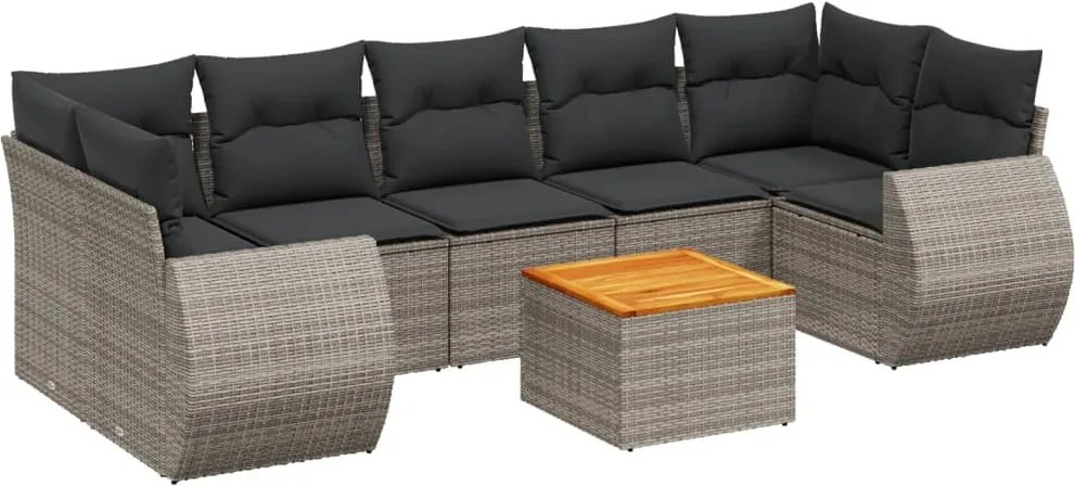 vidaXL Set canapele de grădină cu perne, 8 piese, gri, poliratan
