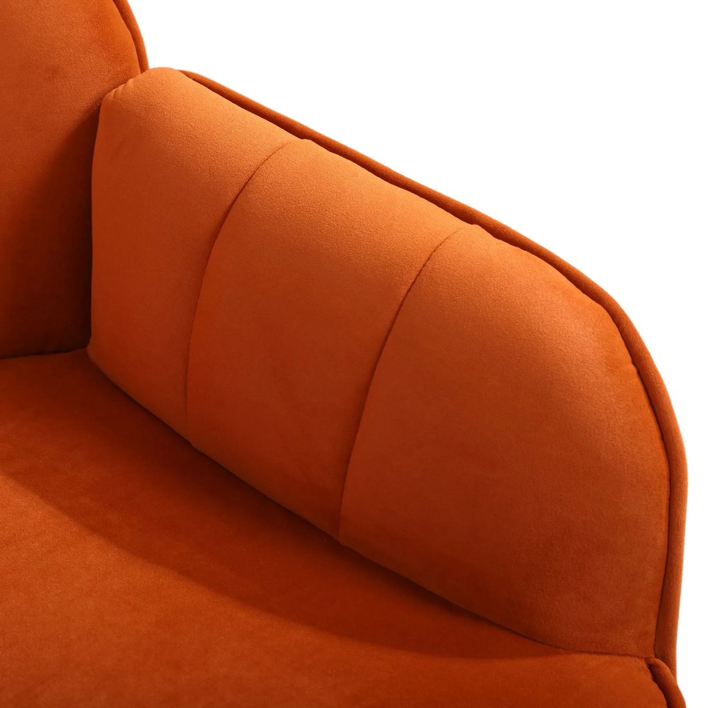 Set de 2 scaune de living din catifea, Design ergonomic, Culoare portocaliu