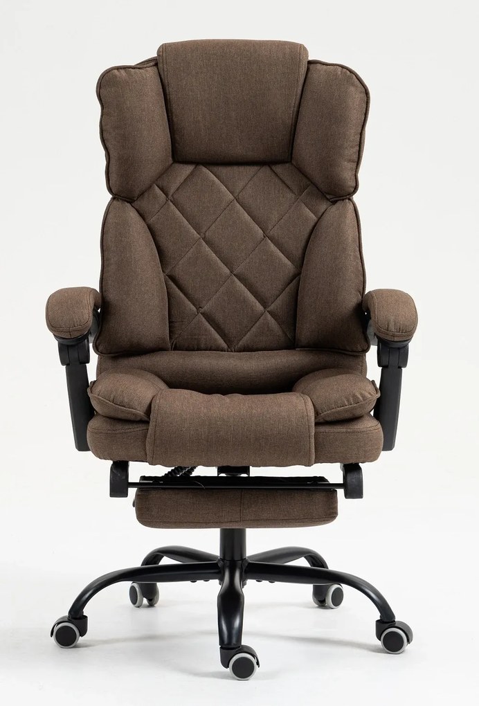 Scaun directorial, suport picioare, funcție recliner, textil, Maro