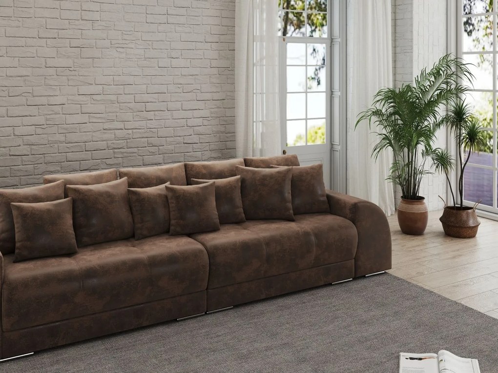 Canapea extensibilă dumonde cu 2 lăzi de depozitare si sezut confortabil din spuma high-density,Verona Madagaskar Brown 310x100 cm