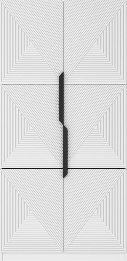 Dulap Asha 100 cm și mânere metalice - alb mat / mânere negre