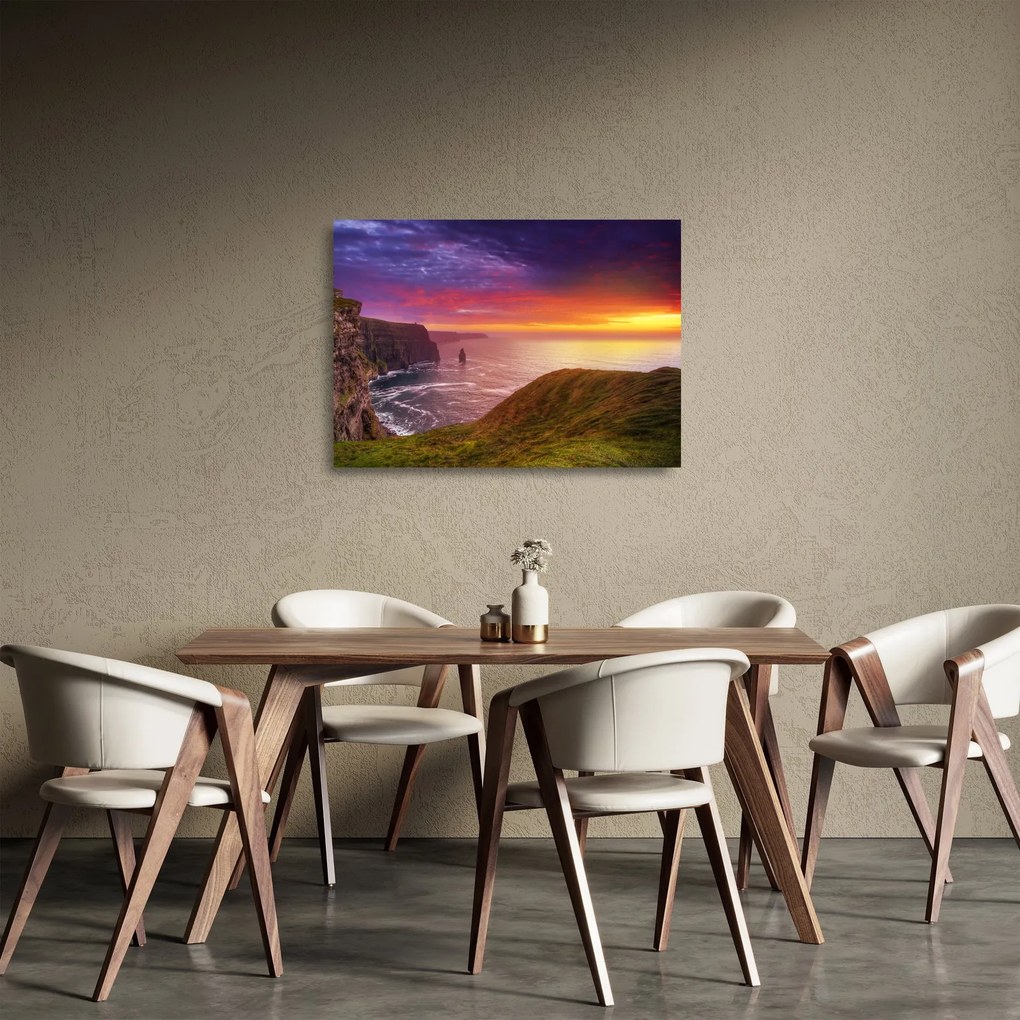 Tablou pe sticlă - Stâncile din Moher (70x50 cm)