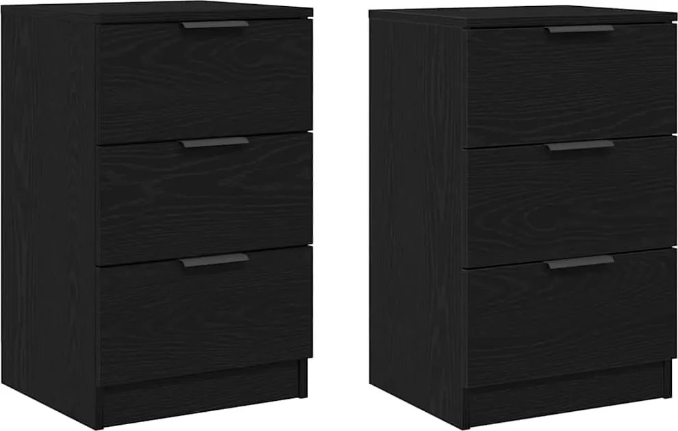 vidaXL Dulap de noapte cu sertar 2 pcs Stejar Negru 40 x 65 x 65 cm
