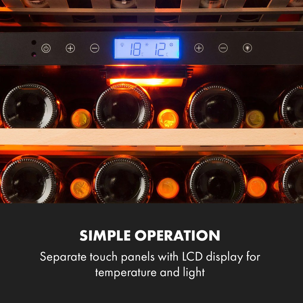 Klarstein Vinovilla Onyx 43, frigider pentru vin cu două zone, 129 l, 43 de sticle, 3 culori