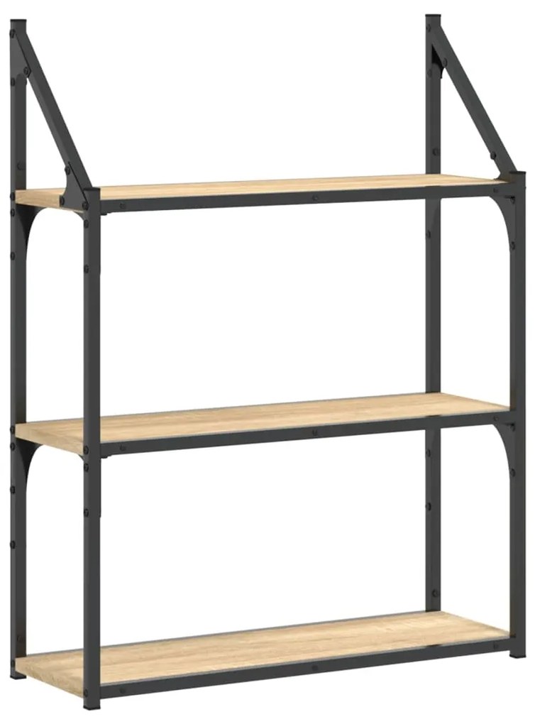vidaXL Raft cu 3 niveluri stejar sonoma 60x21x78,5 cm, lemn prelucrat