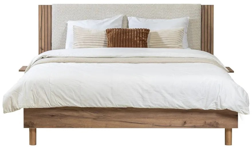 Pat matrimonial bej cu somieră 140x190 cm Lior – Bobochic Paris