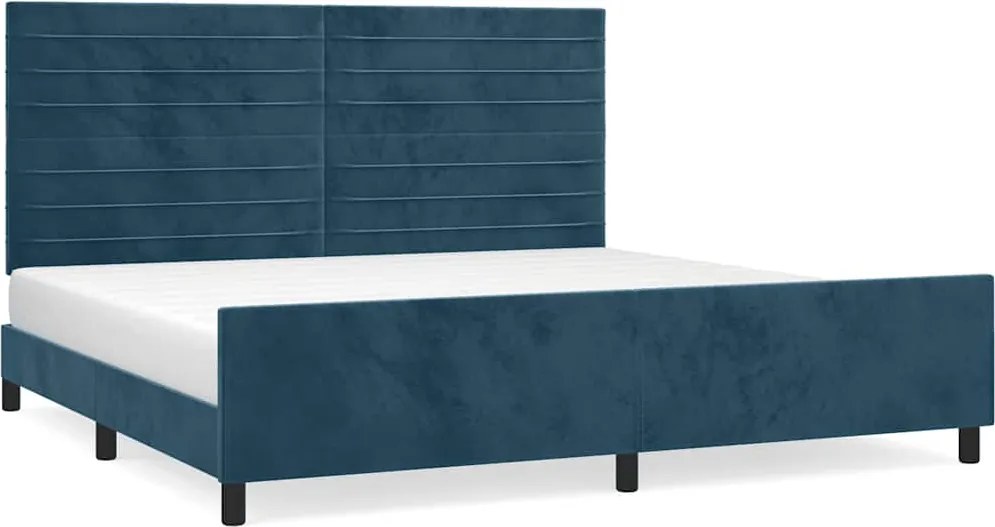 vidaXL Cadru de pat fără saltea, albastru închis, 200x200 cm, catifea