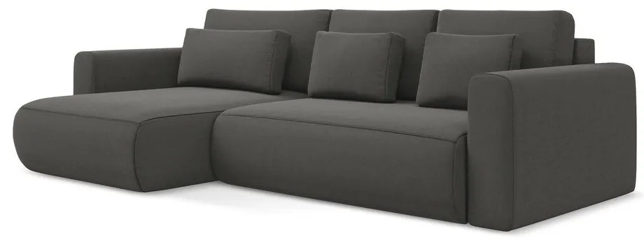 Colțar gri închis extensibil/cu spațiu de depozitare cu tapițerie din catifea (cu colț pe partea stângă/cu șezlong) Kapua – Makamii