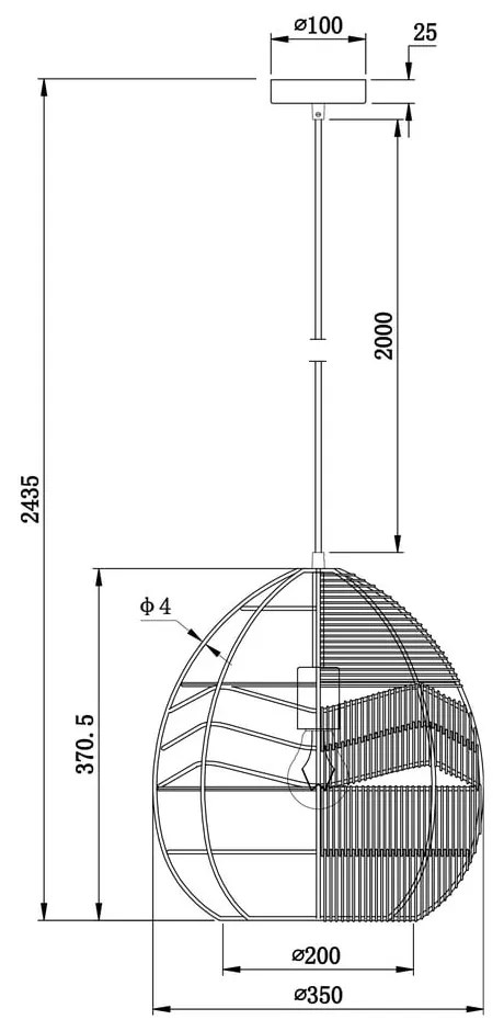 Lustră WOOOD Adelaide, ø 35 cm, negru