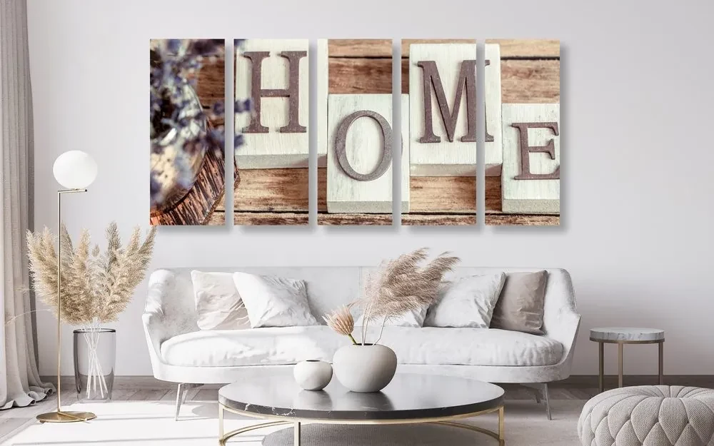 Tablou 5-piese litere HOME
