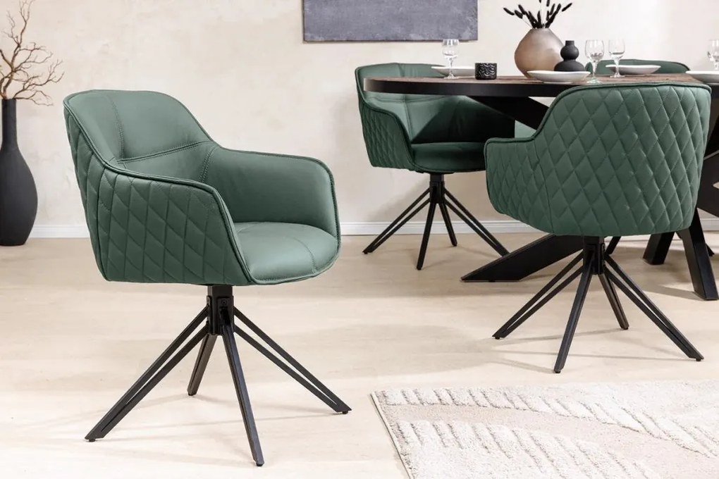 Set 2 scaune Pivotante, Piele Naturala, Verde, Euphoria