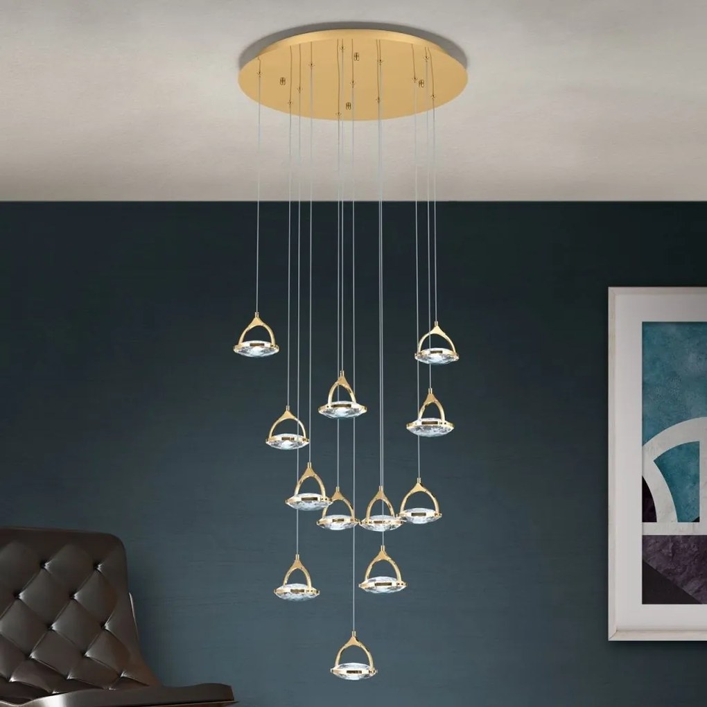 Lustra LED suspendata cu cristal K9 design lux MOON 12L
