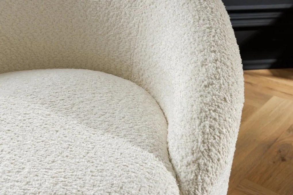 Fotoliu pivotant modern BABYLON, boucle alb