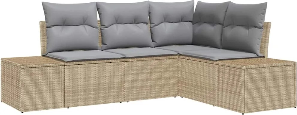 vidaXL Set de canapele pentru grădină 4 pcs Bej poliratan