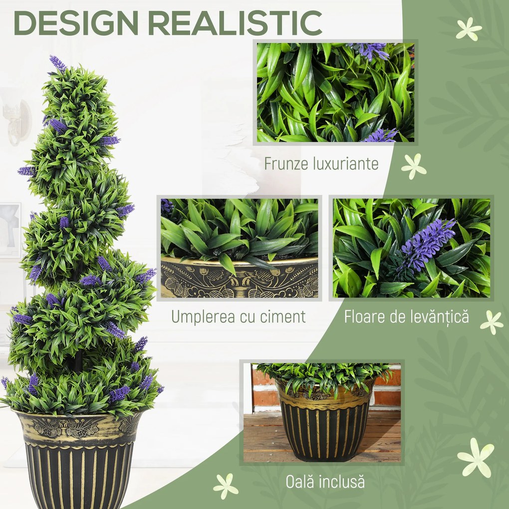 HOMCOM Set de Două Plante Artificiale Lavandă 90 cm | Aosom Romania