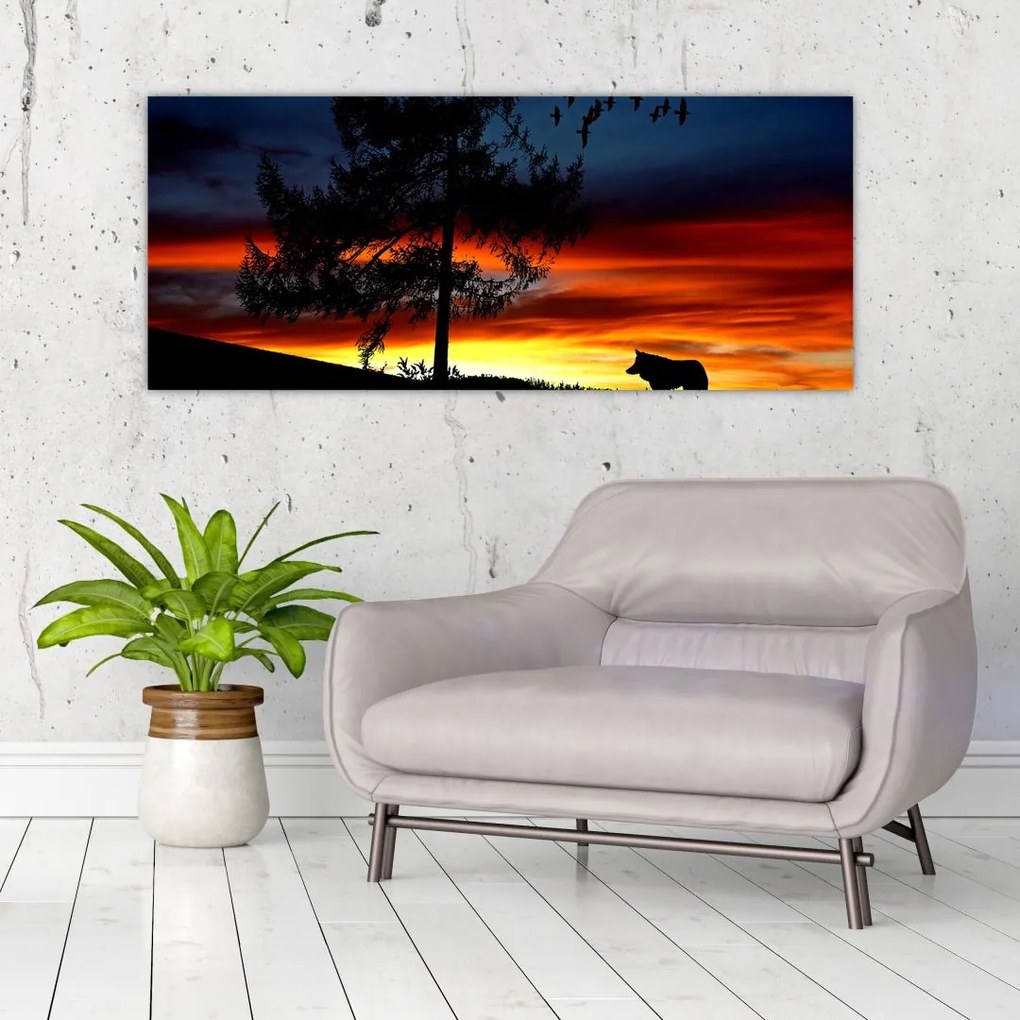 Tablou - Silueta unui lup (120x50 cm)