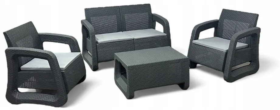 Set elegant de rattan pentru 4 persoane - gri