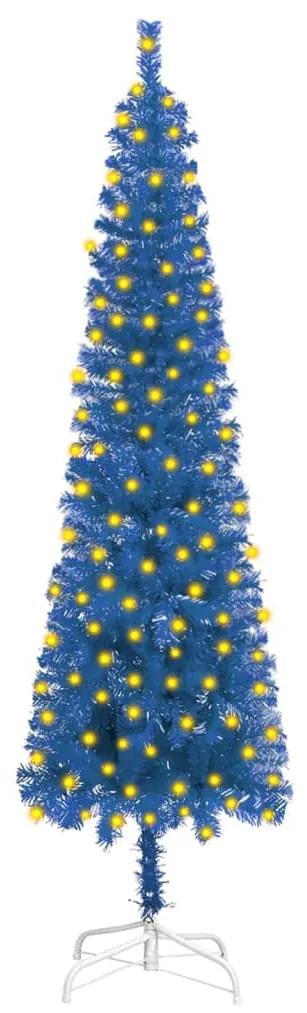 Brad de Craciun subtire cu LED-uri, albastru, 240 cm 1, Albastru, 240 x 61 cm